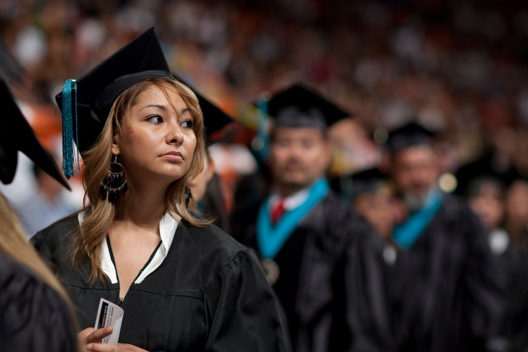 Community college graduation ceremony for associate degrees in El Paso, Texas. (Getty/Robert Daemmrich Photography Inc/Corbis)