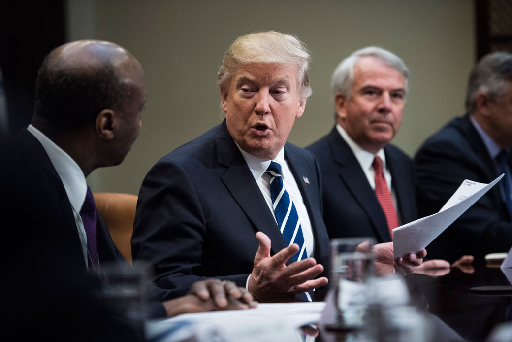 President Donald Trump speaks during a meeting with pharmaceutical industry leaders in the Roosevelt Room of the White House in Washington, D.C., January 31, 2017. (Getty/The Washington Post/Jabin Botsford)