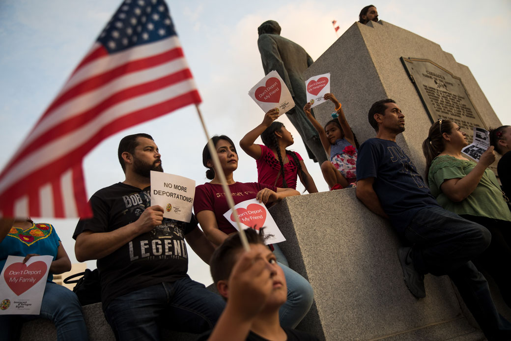 Immigrant families and activists rally outside the Tennessee state Capitol in Nashville, May 31, 2018. (Getty/Drew Angerer)