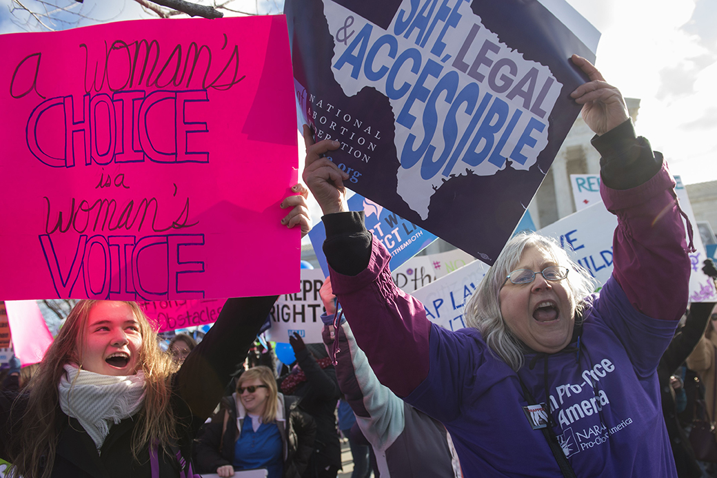 Supporters of legal access to abortion rally outside the U.S. Supreme Court in Washington, March 2, 2016. (Getty/AFP/Saul Loeb)