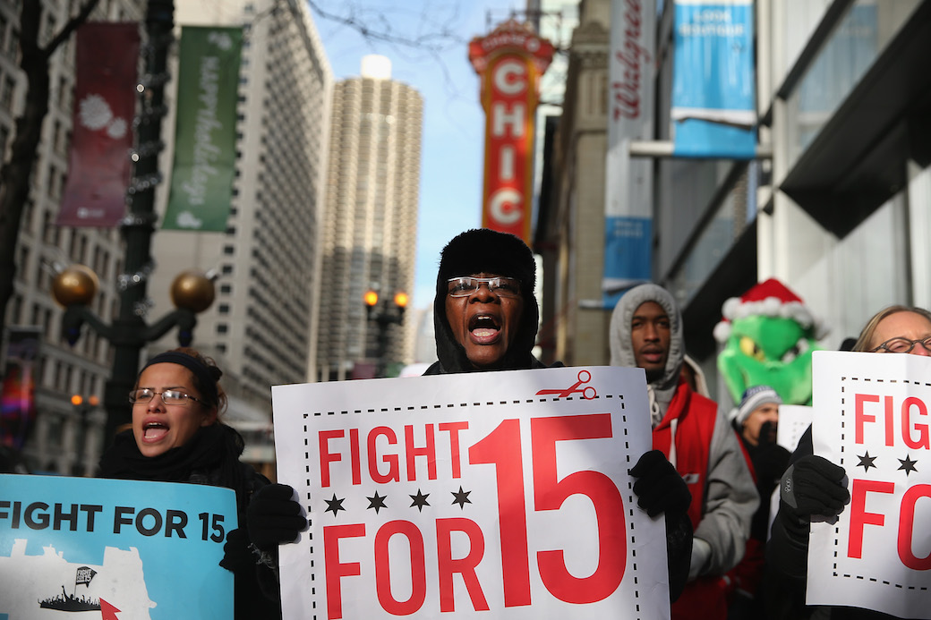 Organizers demand an increase in pay for fast-food and retail workers, Chicago, December 2013. (Getty/Scott Olson)
