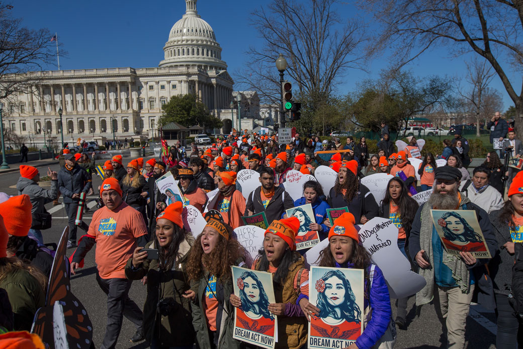 DACA supporters rally outside the U.S. Capitol on March 5, 2018. (Getty/Tasos Katopodis)