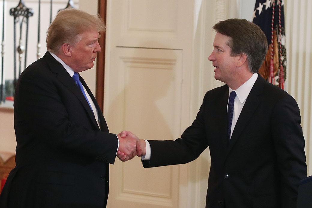 U.S. President Donald Trump introduces U.S. Circuit Judge Brett M. Kavanaugh  as his nominee to the U.S. Supreme Court. (Getty/Mark Wilson)