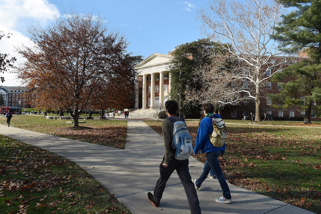 Undergraduate students walk to class at their university in College Park, Maryland, December 2017. (Getty/Astrid Riecken/The Washington Post)