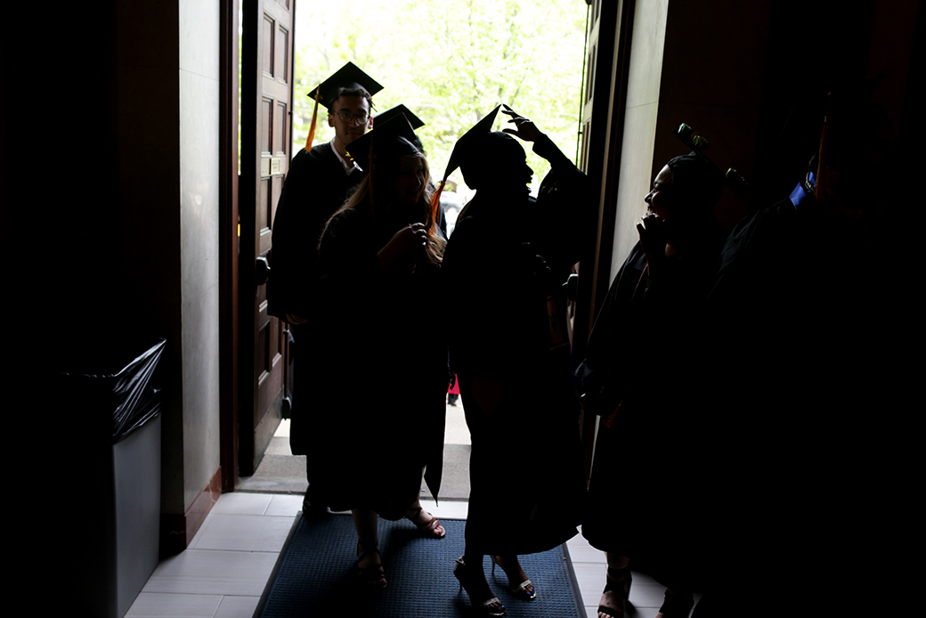 Students arrive at their undergraduate commencement in Massachusetts, May 2018. (Getty/Jonathan Wiggs)