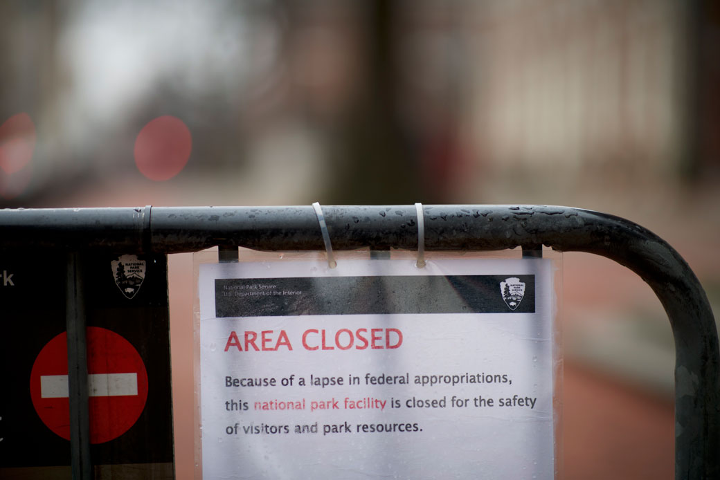 Due to President Trump's shutdown of the government, this national park facility is closed in Philadelphia, January 8, 2019. (Getty/Mark Makela)