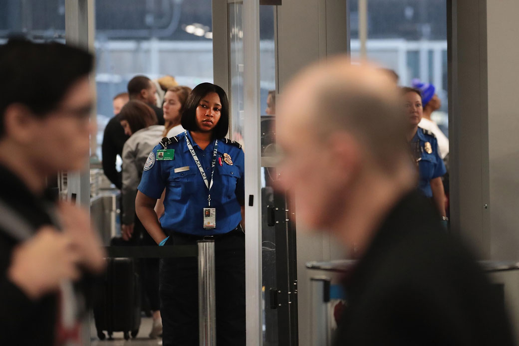 A Transportation Security Administration agent works at O'Hare International Airport in Chicago during the partial government shutdown on January 7, 2019. (Getty/Scott Olson)