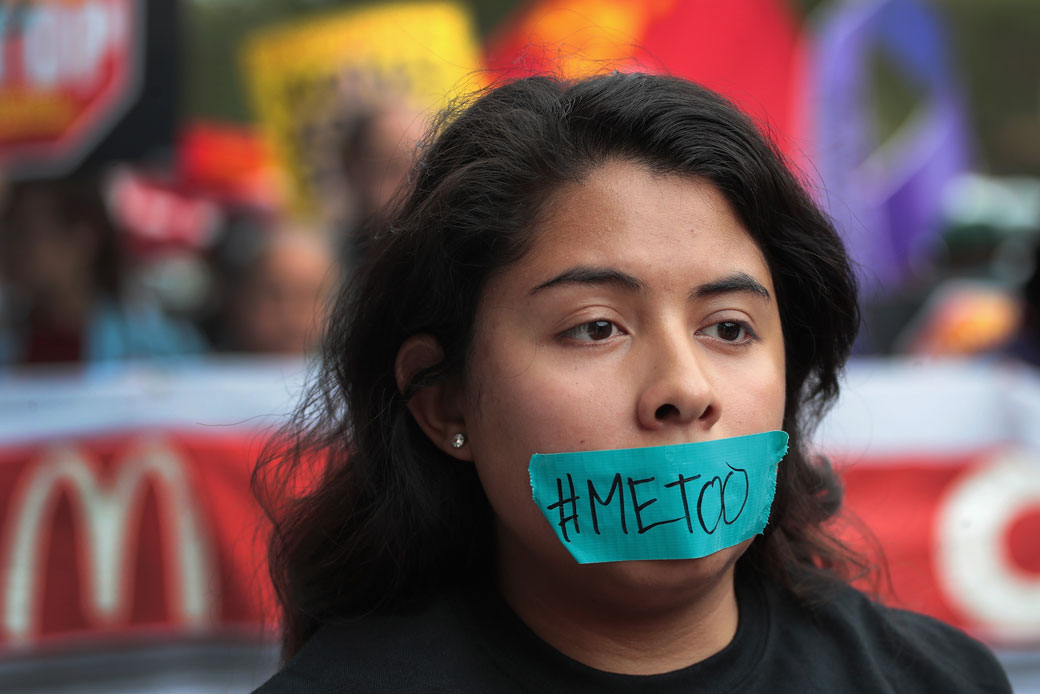 McDonald's workers are joined by other activists as they march toward the company's headquarters to protest sexual harassment at the fast-food chain's restaurants on September 18, 2018, in Chicago, Illinois. (Getty/Scott Olson)