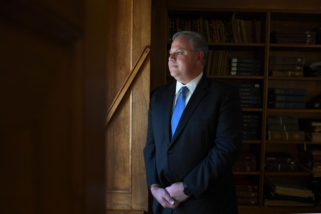 Acting Secretary of the Interior David Bernhardt stands in the library at the U.S. Department of the Interior in Washington, D.C., October 2018. (Getty/Katherine Frey)