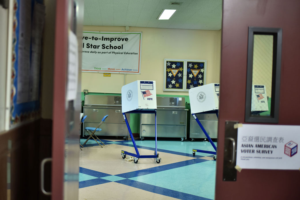 Voting booths at the polling place at P.S. 69 in Queens, New York, November 2018. (Getty/Joana Toro)