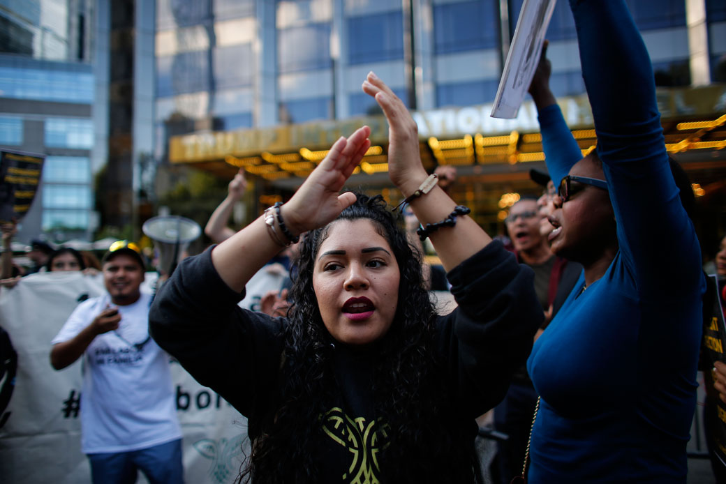 A woman participates in a protest of the Trump administration's decision to end DACA, New York City, September 2017. (Getty/Kena Betancur)