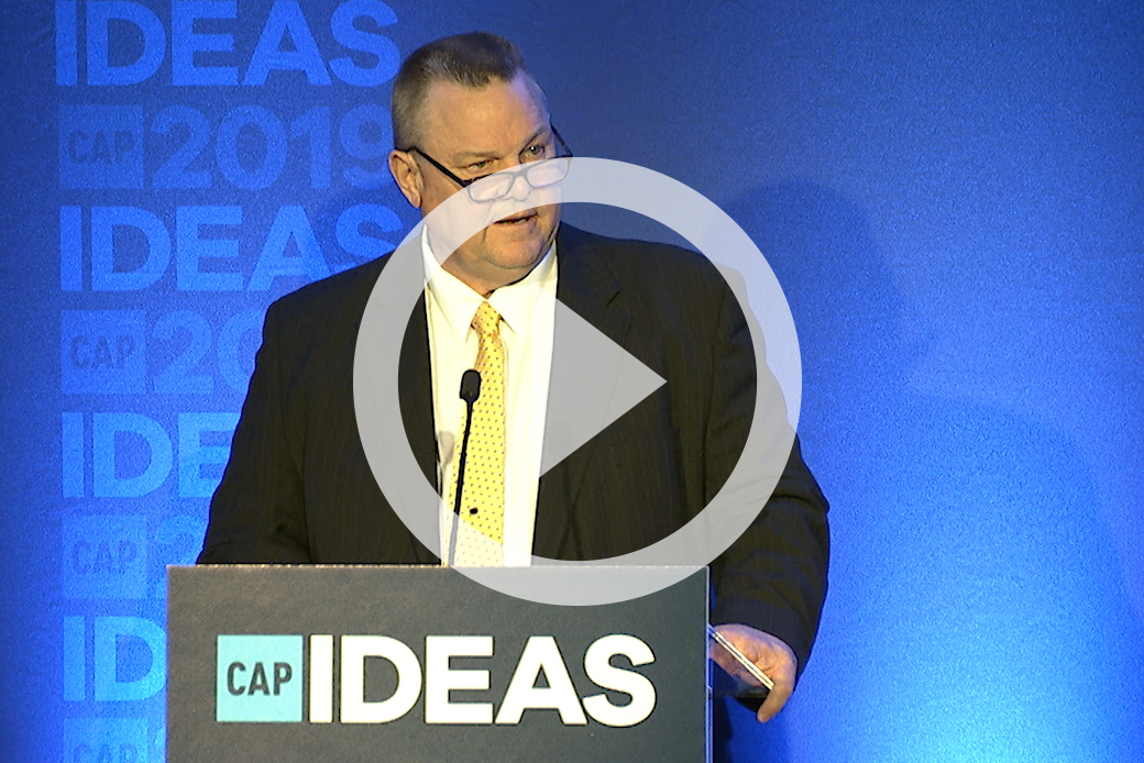(Sen. Jon Tester (D-MT) speaks at the 2019 CAP Ideas Conference.)