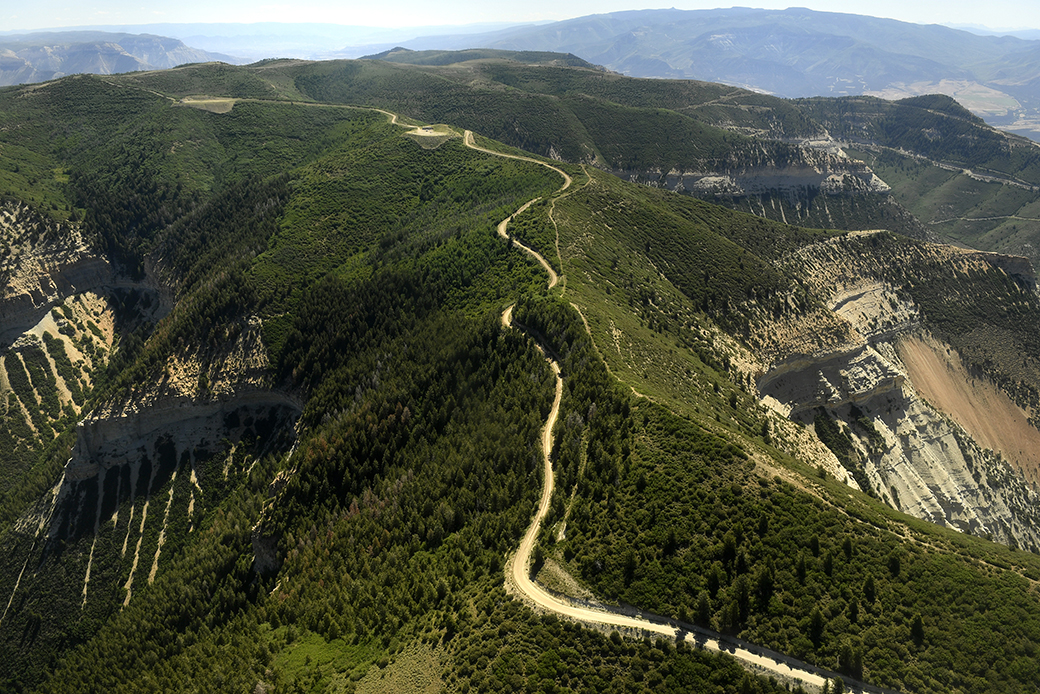 Existing gas and oil development near the Roan Plateau can be seen from a plane, June 25, 2018, near De Beque, Colorado. (Photo by Helen H. Richardson/The Denver Post via Getty Images) (Existing gas and oil development near the Roan Plateau, seen from plane)