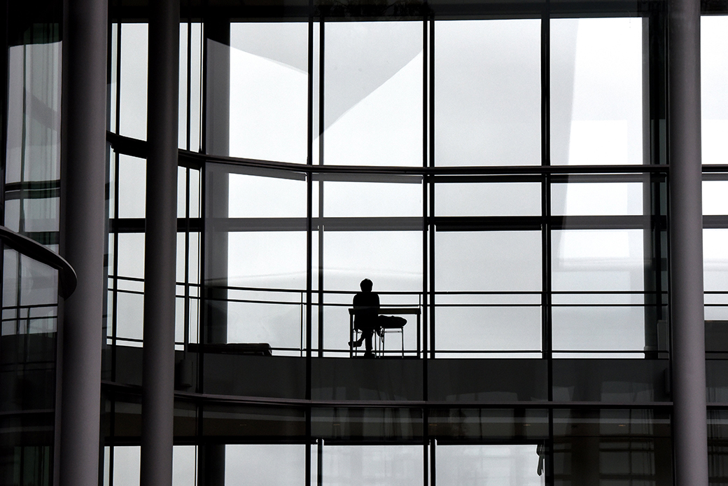 A student studies at a Connecticut university, October 2018. (Getty/Timothy A. Clary)