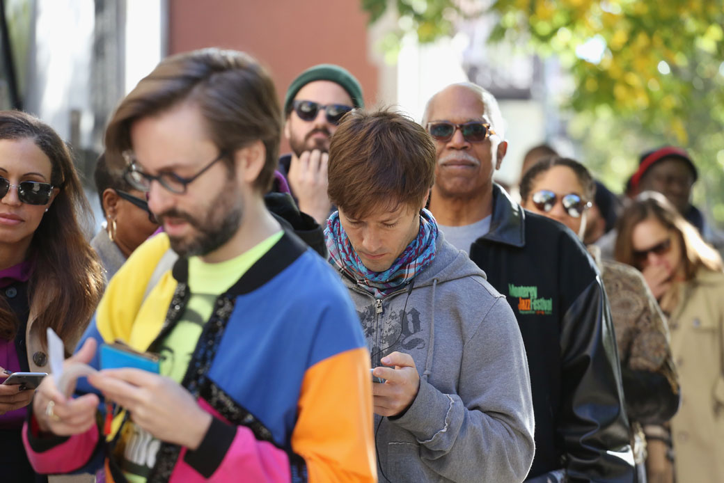  (Voters go to the polls at in Harlem on Election Day on November 8, 2016 in New York City.)