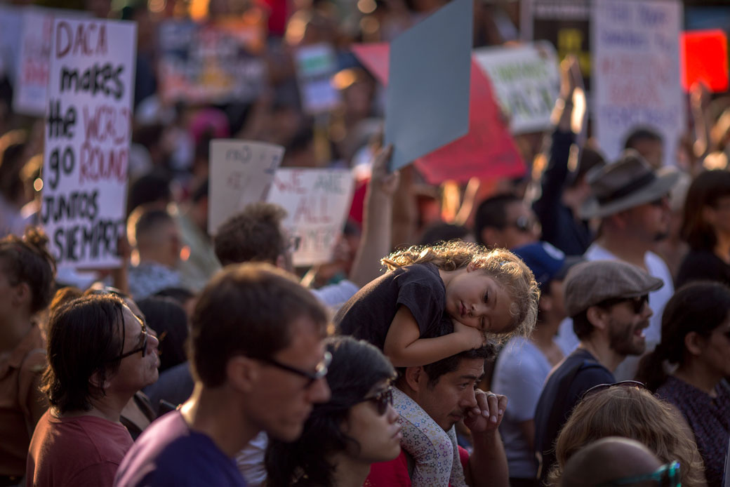 Immigrants and supporters rally in support of DACA on September 5, 2017, in Los Angeles. (Getty/David McNew)