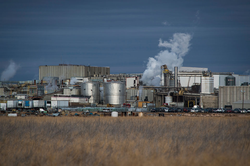 (Steam rises from a meatpacking facility in Cactus, Texas, February 2018.)