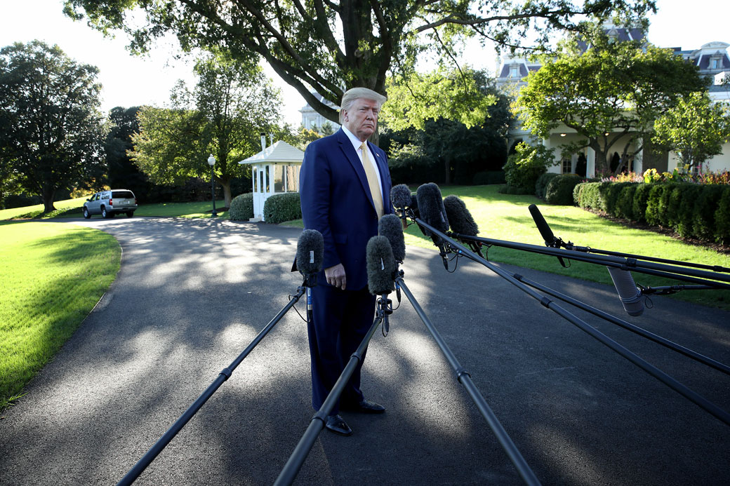 President Donald Trump answers questions from the media while departing the White House on October 11, 2019, Washington, D.C. (Getty/Win McNamee)
