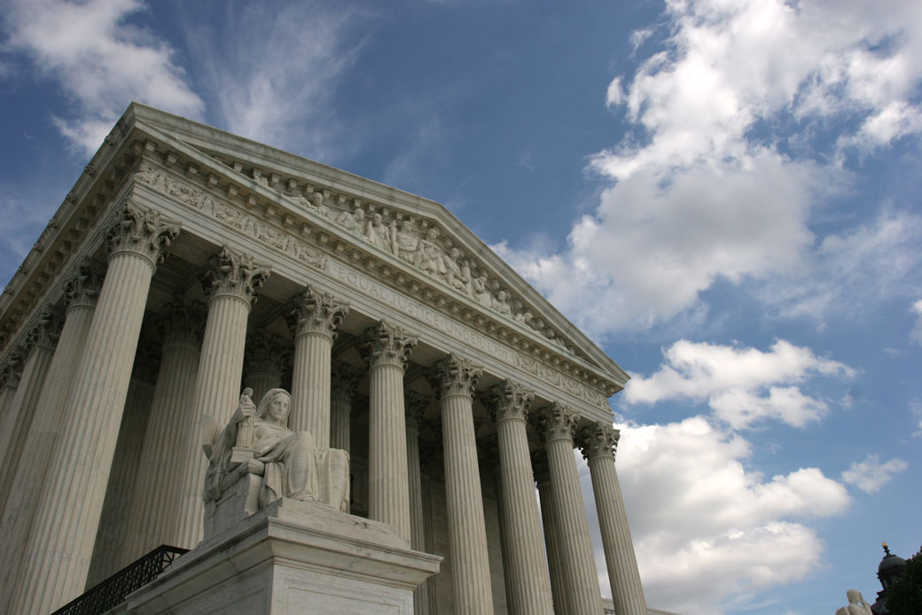 The Contemplation of Justice statue stands in front of the U.S. Supreme Court in Washington, D.C. (Getty/Corbis/Ken Cedeno)