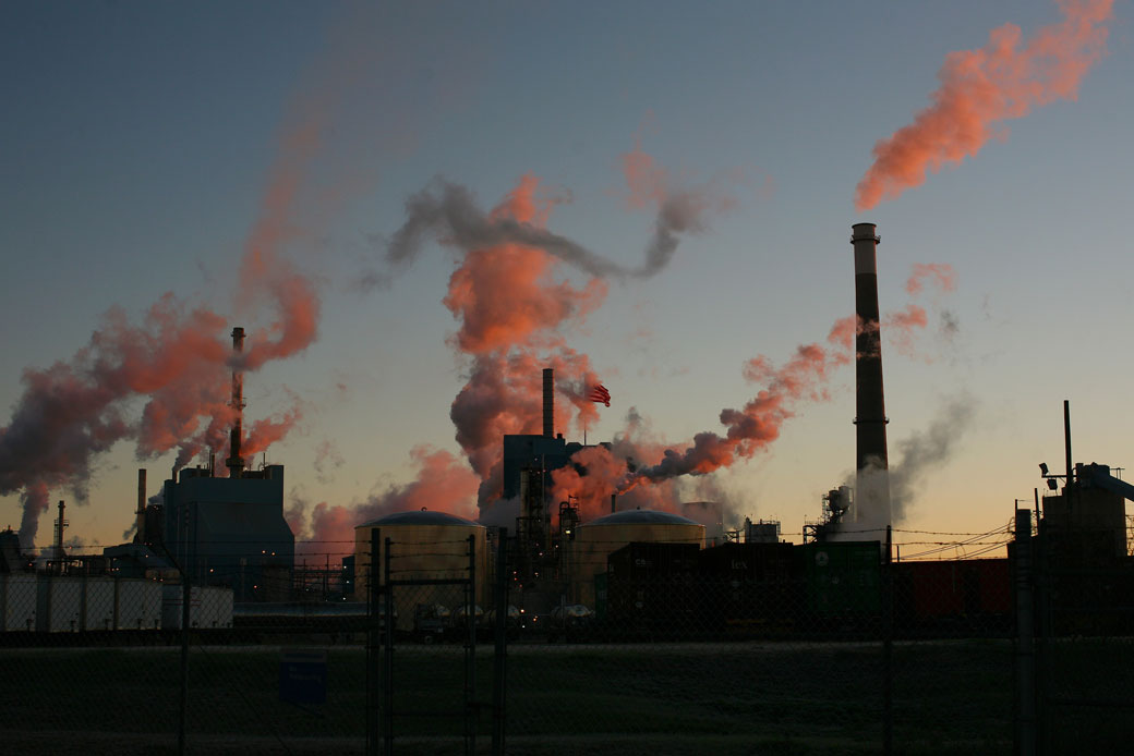 The sun rises over an industrial port in North Charleston, South Carolina. (Getty/Corbis/Andrew Lichtenstein)
