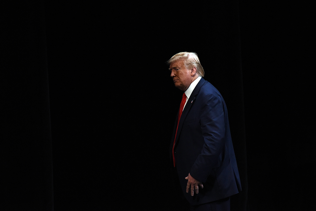 President Donald Trump walks offstage after giving remarks regarding his administration's health policy and signing an executive order to protect and improve Medicare at the Sharon L. Morse Performing Arts Center in The Villages, Florida, October 3, 2019. (Getty/Paul Hennessy)