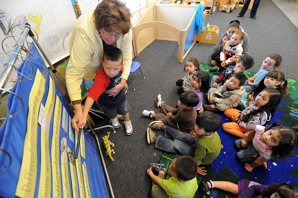 Preschool students in Redondo Beach, California, take part in classroom activities, April 2010. (Getty/Scott Varley)
