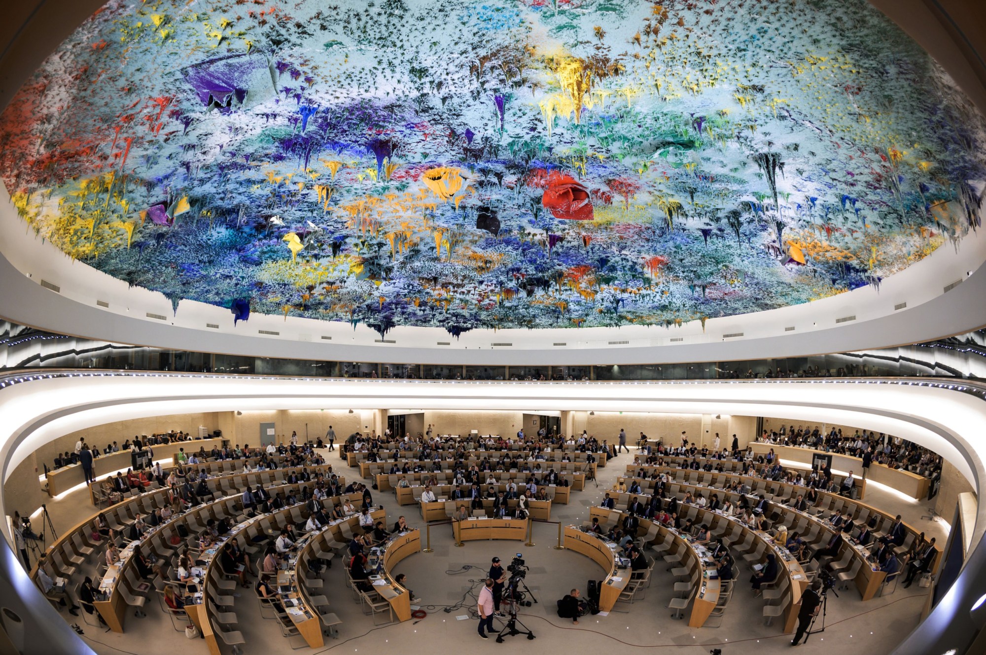 On June 26, 2019, the United Nations Human Rights Council debates the special rapporteur on extrajudicial, summary or arbitrary executions' report of the killing of Saudi journalist Jamal Khashoggi in Geneva. (Getty/Fabbrice Coffrini)