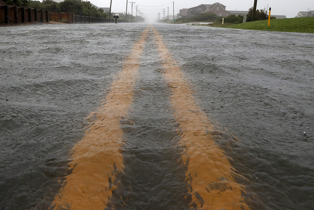 Water floods a North Carolina highway as Hurricane Dorian hits the area on September 6, 2019. (Getty/Mark Wilson)