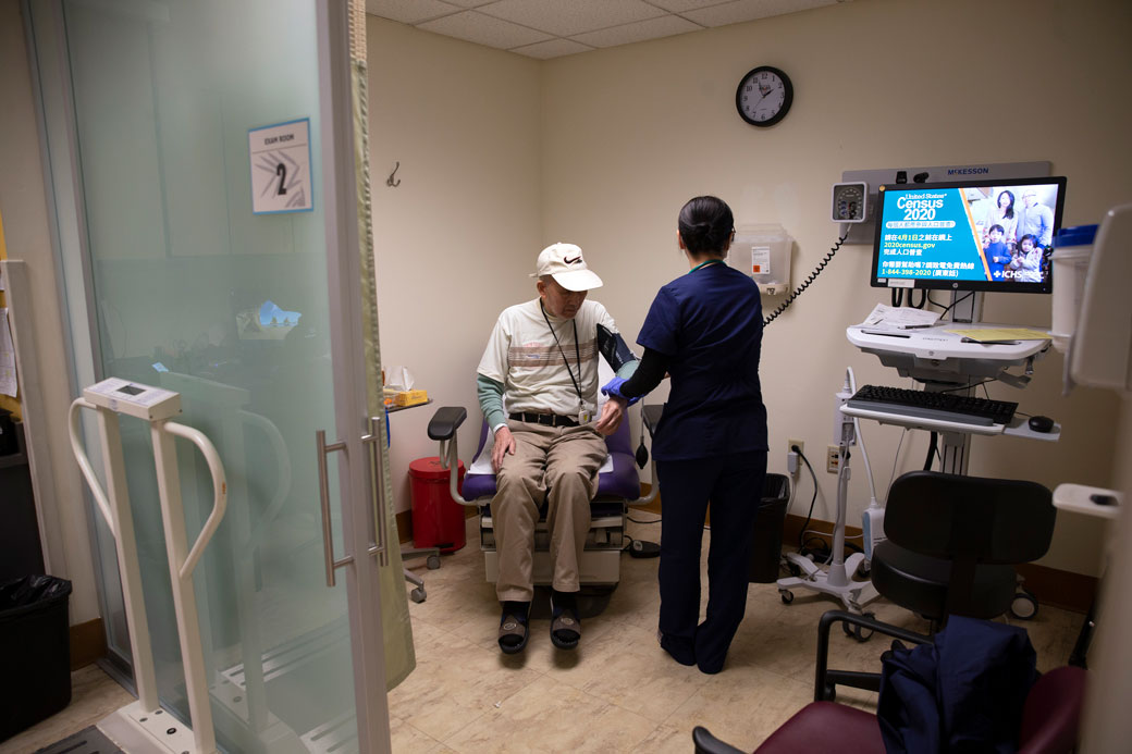 A man visits a nonprofit community health center in Seattle, Washington, March 20, 2020. (Getty/Karen Ducey)