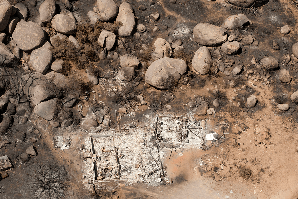 A wildfire swept through Yarnell, Arizona, leaving a charred landscape behind, July 2013.