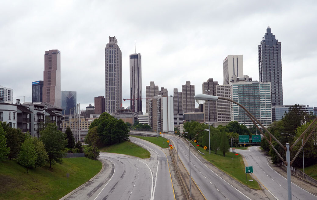 A deserted highway leading to the city of Atlanta, April 2020 . (Getty/Tami Chappell)