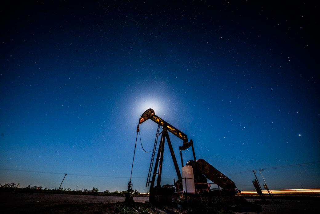 A pump extracts oil from oil wells in the Permian Basin in Midland, Texas, on May 5, 2018. (Getty/Benjamin Lowy)