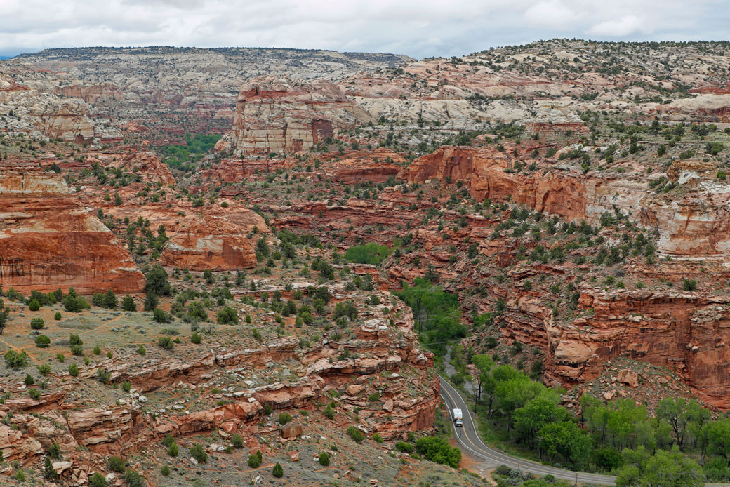 A camper drives through the Grand Staircase-Escalante National Monument outside Escalante, Utah, May 2017. (Getty/George Frey)