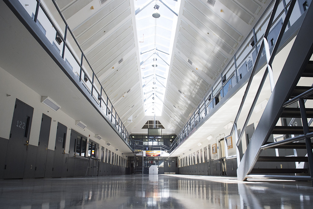 A prison cell block is seen at the El Reno Federal Correctional Institution in El Reno, Oklahoma, July 2015. (Getty/Saul Loeb)