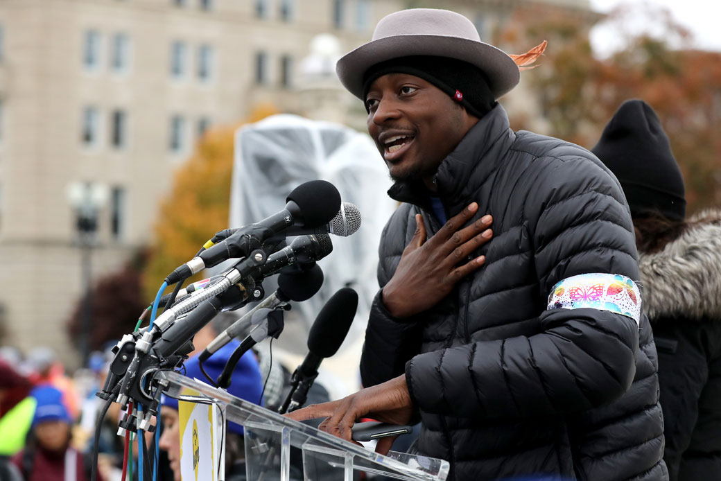 Actor and activist Bambadjan Bamba addresses a rally outside the U.S. Supreme Court as the court hears arguments about DACA on November 12, 2019, in Washington, D.C. (Getty/Chip Somodevilla)