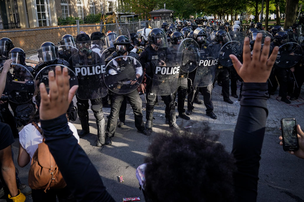 Demonstrators in downtown Washington, D.C., protest the death of George Floyd on June 1, 2020. (Getty/Drew Angerer)