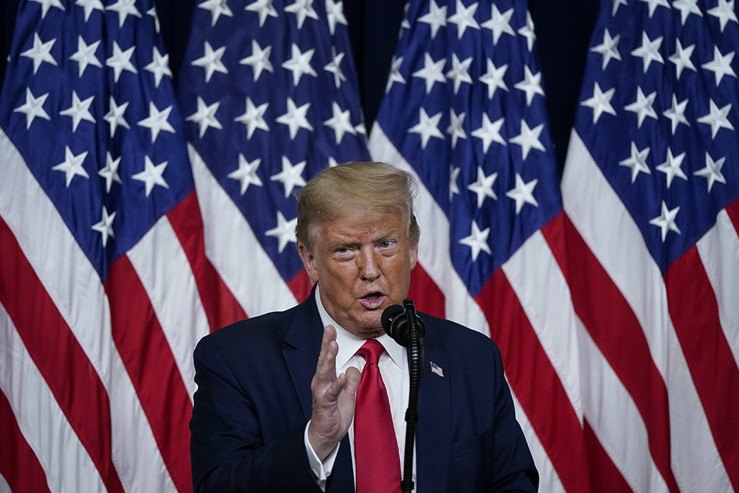 President Donald Trump speaks before signing executive orders on prescription drug prices in the South Court Auditorium at the White House, July 24, 2020, in Washington. (Getty/Drew Angerer)