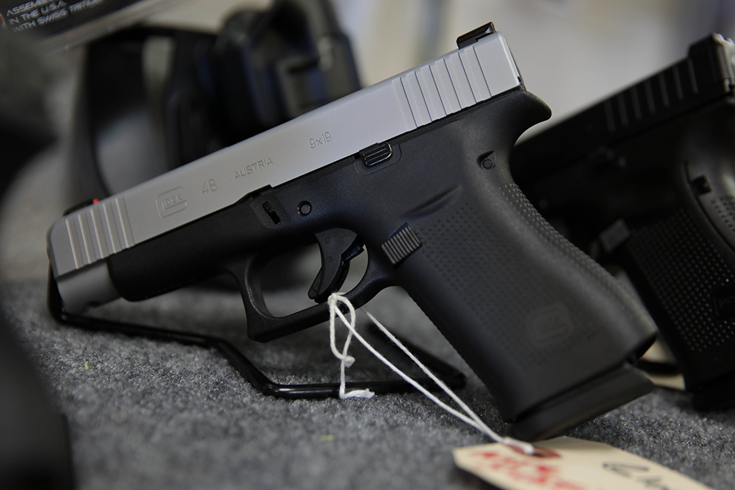 Weapons seen on display at a gun shop in Virginia. (Getty/Yasin Ozturk)