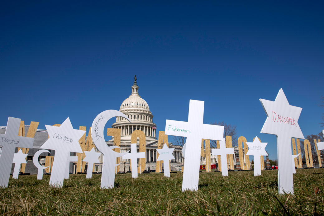 Gun violence prevention artwork is displayed on U.S. Capitol grounds in Washington, D.C, March 2019. (Getty/Tasos Katopodis)