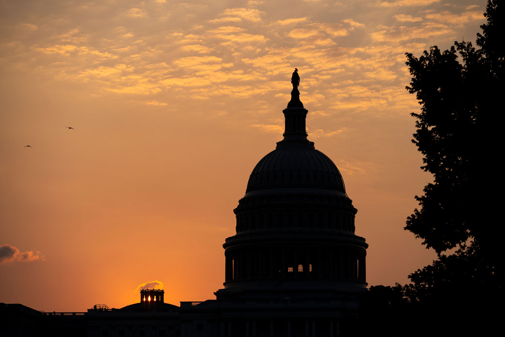 The U.S. Capitol is seen at sunrise in August 2020. (Getty/Bill Clark)