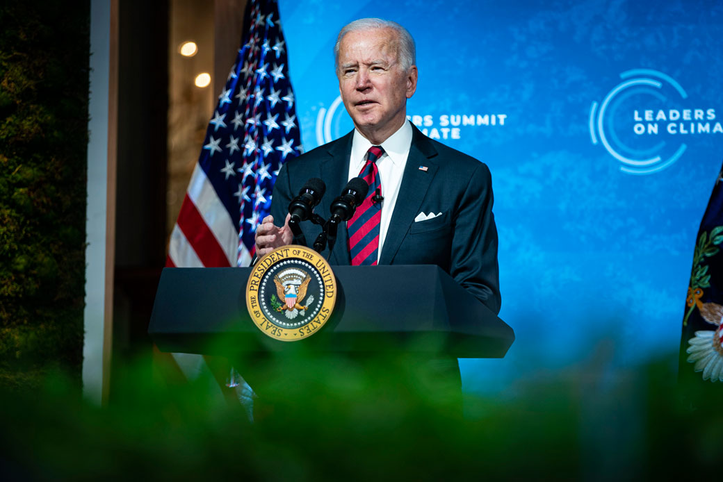 U.S. President Joe Biden delivers remarks during a virtual Leaders Summit on Climate at the White House on April 22, 2021, in Washington, D.C. (Getty/Al Drago-Pool)