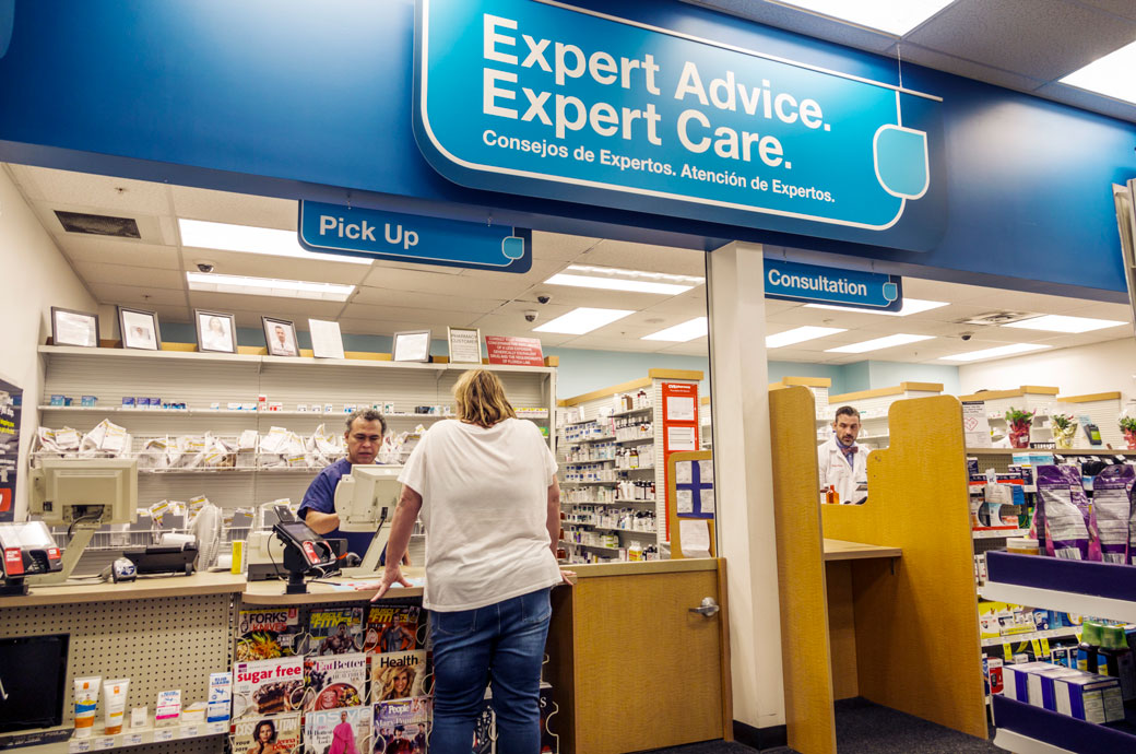 A pharmacist counter, December 2018. (Getty/Jeffrey Greenberg)