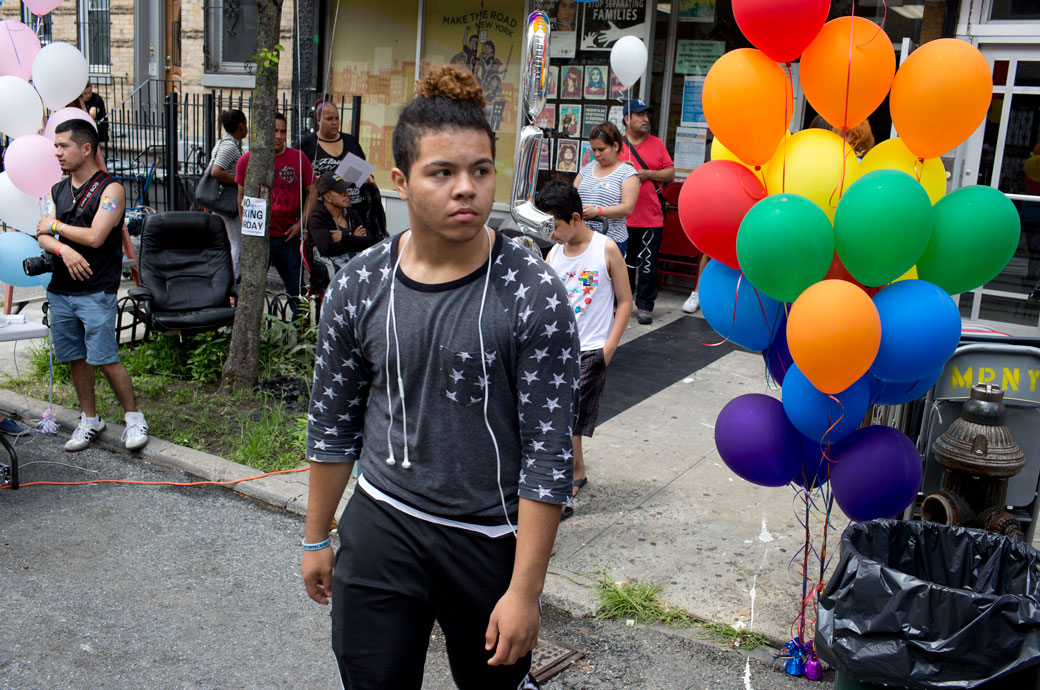 A block party for the local lesbian, gay, and transgender youth of the neighborhood, July 2017. (Getty/Andrew Lichtenstein)