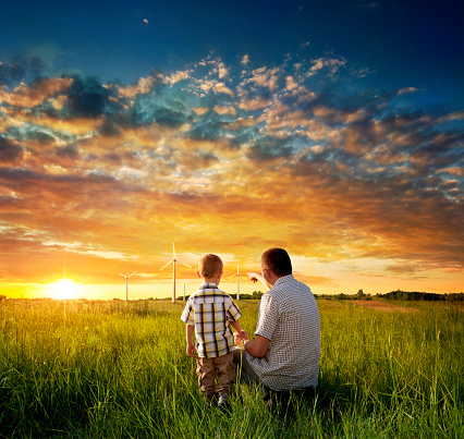 Ecology Lesson - father teaches his son about the ecology