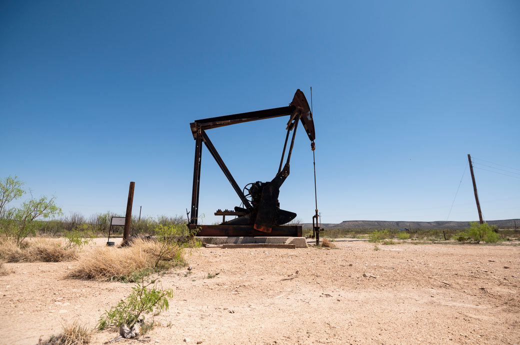 A pumpjack pumps oil, April 2021. (Getty/Bill Clark)