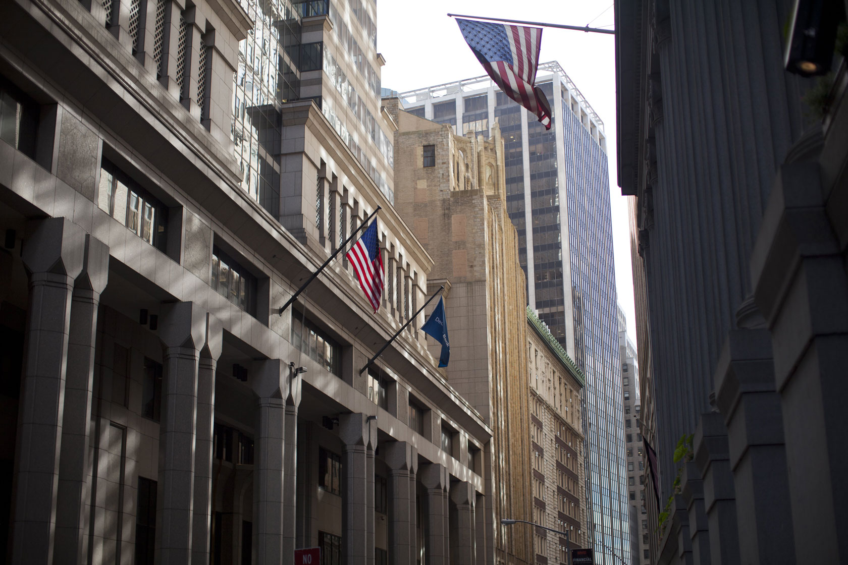 Flags blow in the wind in NYC.