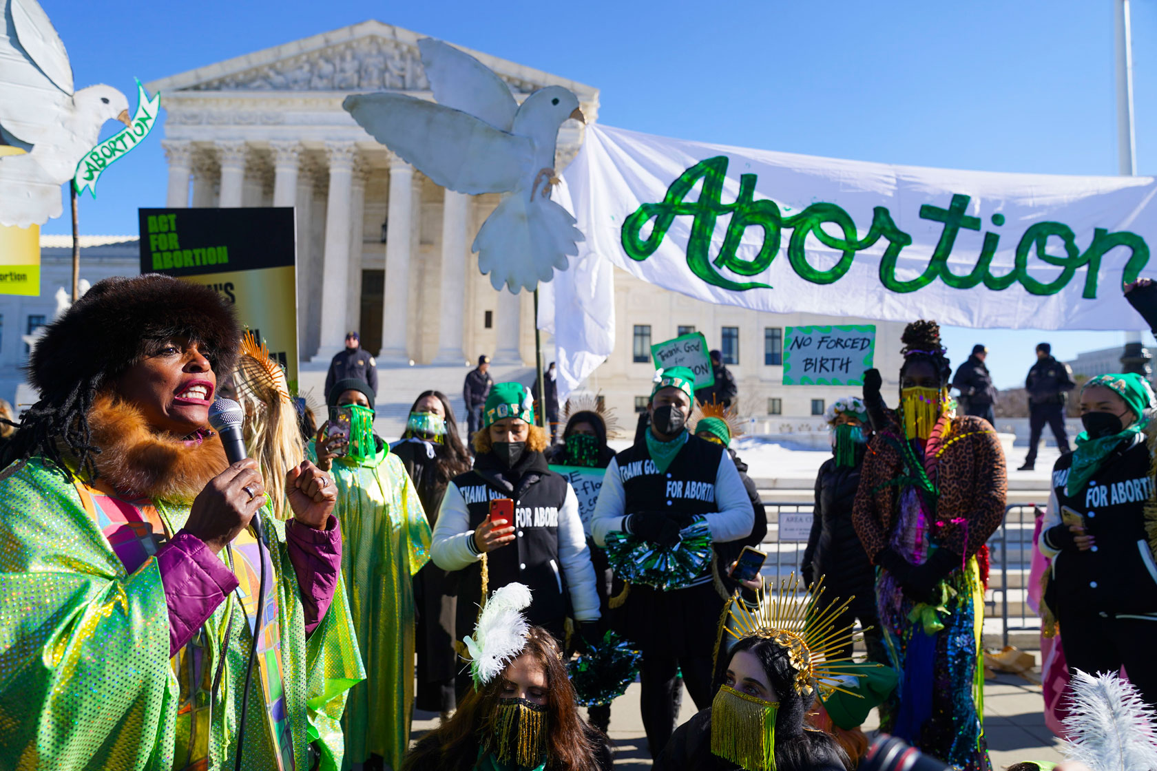 Demonstrators gather in front of U.S. Supreme Court during 