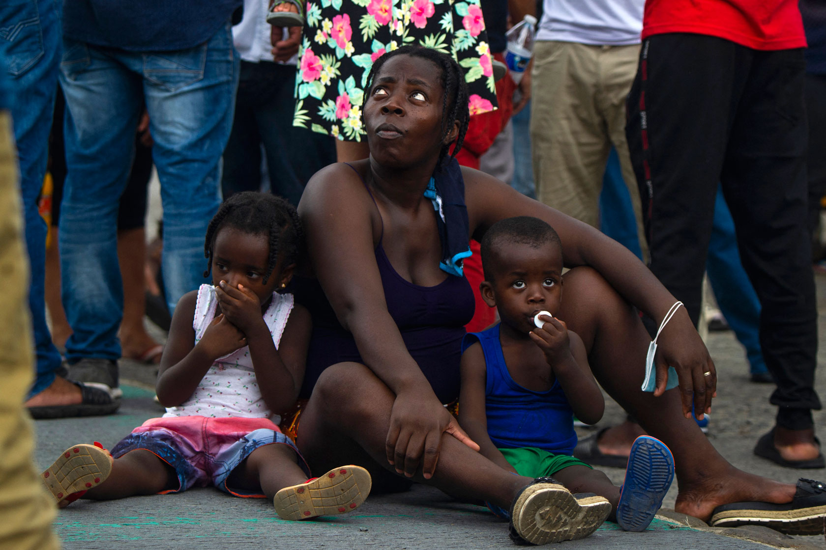 A migrant and her children remain in Tapachula, Mexico.