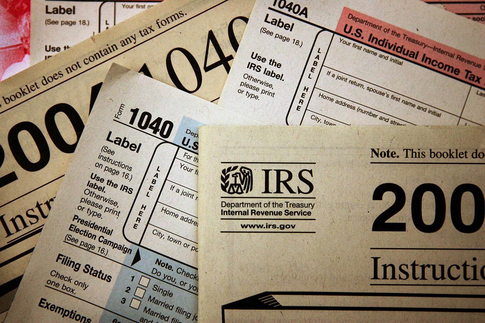 Federal tax forms are distributed at the IRS office.