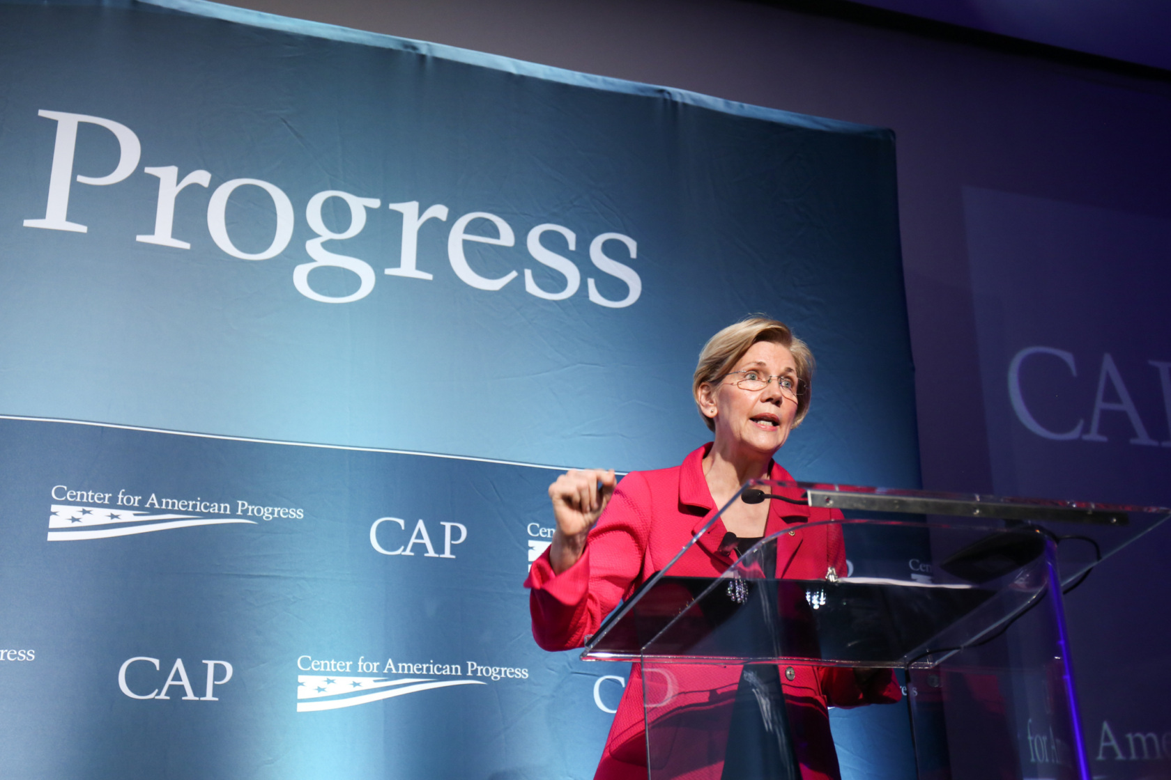 Senator Elizabeth Warren (D-MA) speaking at the 2017 CAP Ideas Conference.